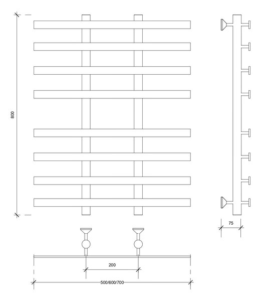 Полотенцесушитель водяной Secado Понтида 4 80x20x60 белый матовый