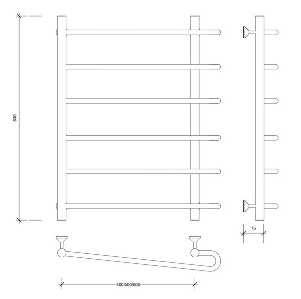 Полотенцесушитель водяной Secado Венеция 2 80x40x50 белый матовый