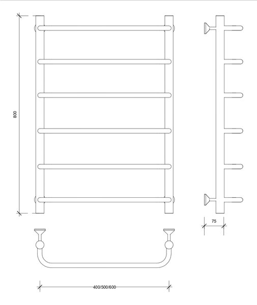Полотенцесушитель водяной Secado Мерида 1 80x40 белый матовый