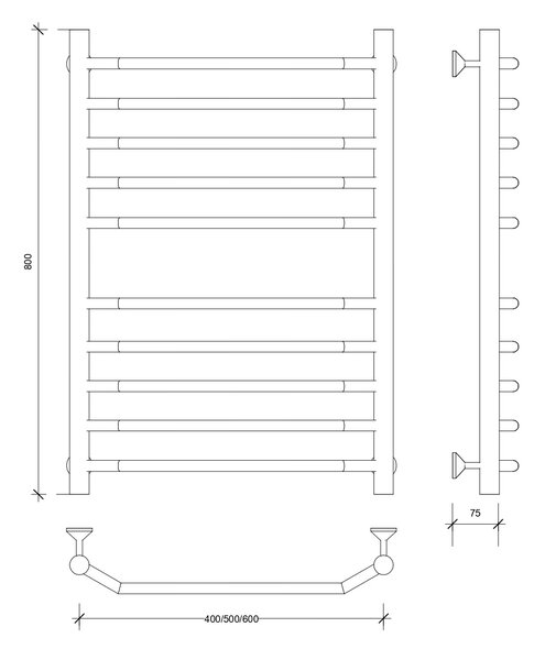 Полотенцесушитель водяной Secado Агата 4 80x60 белый матовый