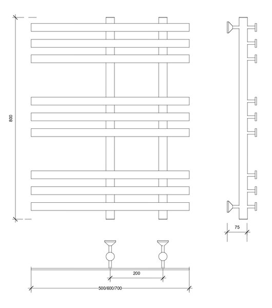 Полотенцесушитель водяной Secado Понтида 3 80x20x50 белый матовый
