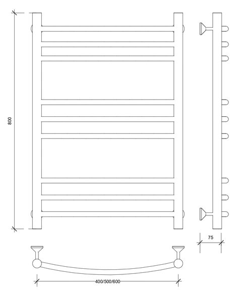 Полотенцесушитель водяной Secado Милан 3 80x60 белый матовый