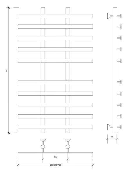 Полотенцесушитель водяной Secado Понтида 4 100x20x60 белый матовый