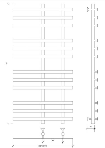Полотенцесушитель водяной Secado Понтида 3 120x20x60 белый матовый