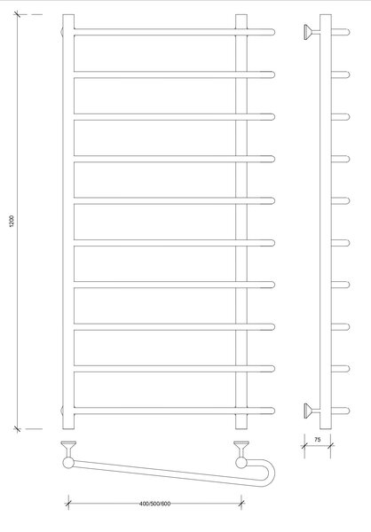 Полотенцесушитель водяной Secado Венеция 2 120x40x50 белый матовый