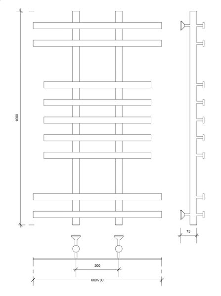 Полотенцесушитель водяной Secado Понтида 2 100x20x70 белый матовый