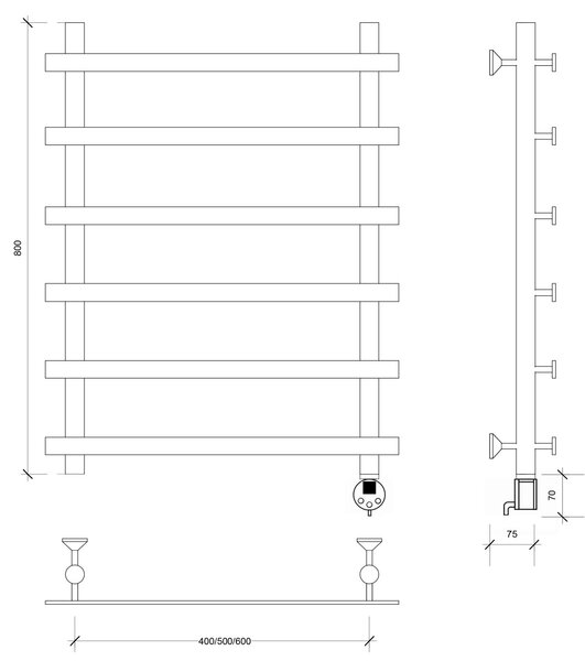 Полотенцесушитель электрический Secado Понтида 1 80x50x60 белый матовый