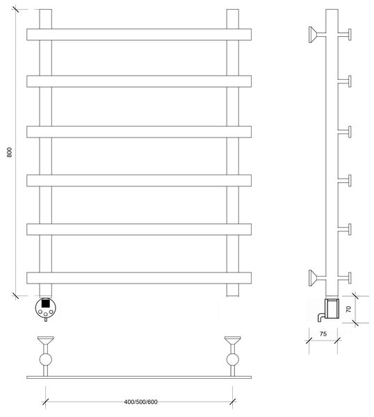Полотенцесушитель электрический Secado Понтида 1 80x60x70 белый матовый