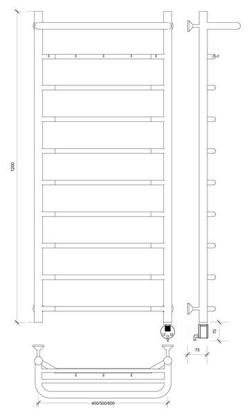 Полотенцесушитель электрический Secado Агата 1 КСП 120x60 белый матовый