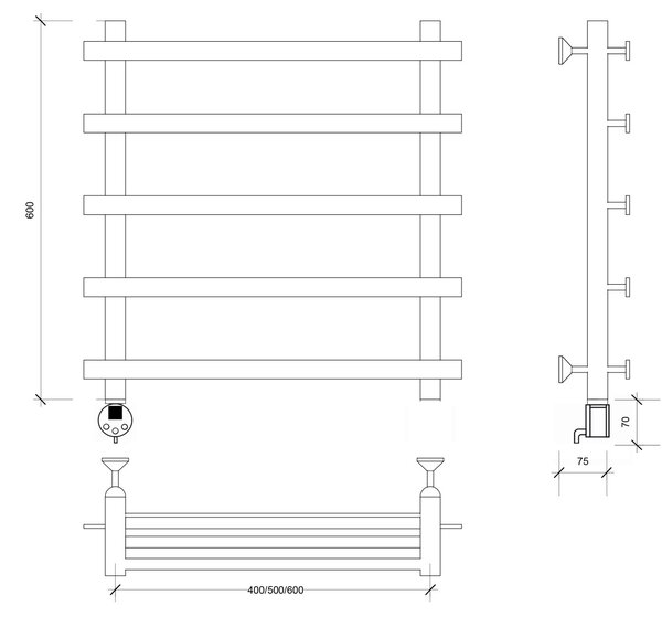 Полотенцесушитель электрический Secado Понтида 1 60x40x50 белый матовый