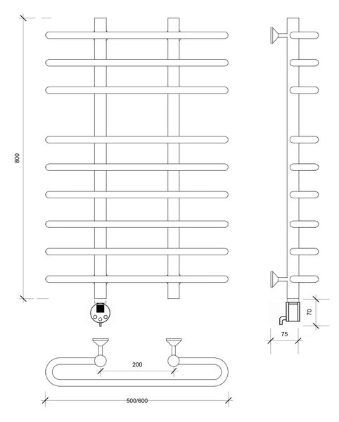 Полотенцесушитель электрический Secado Венеция 5 80x20x60 белый матовый