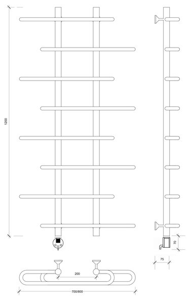 Полотенцесушитель электрический Secado Венеция 4 120x20x80 белый матовый