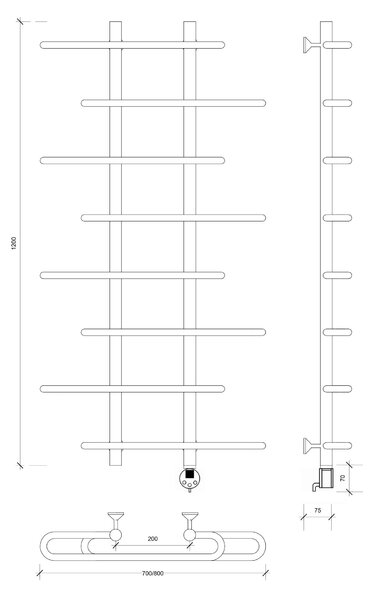 Полотенцесушитель электрический Secado Венеция 4 120x20x80 белый матовый
