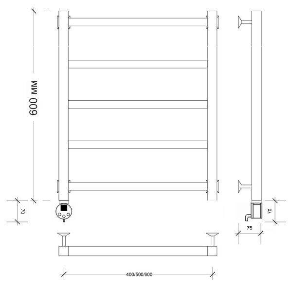 Полотенцесушитель электрический Secado Корато 1 60x50 белый матовый
