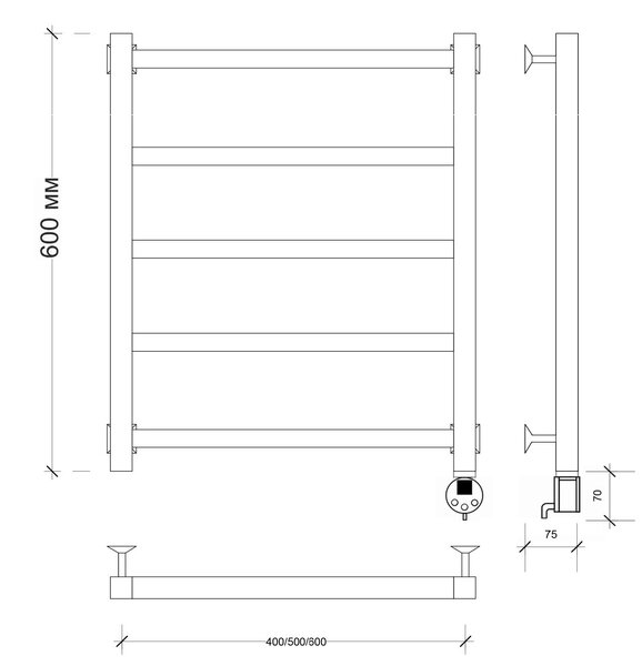 Полотенцесушитель электрический Secado Корато 1 60x60 белый матовый