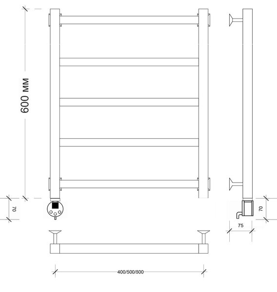 Полотенцесушитель электрический Secado Корсико 1 60x40 белый матовый