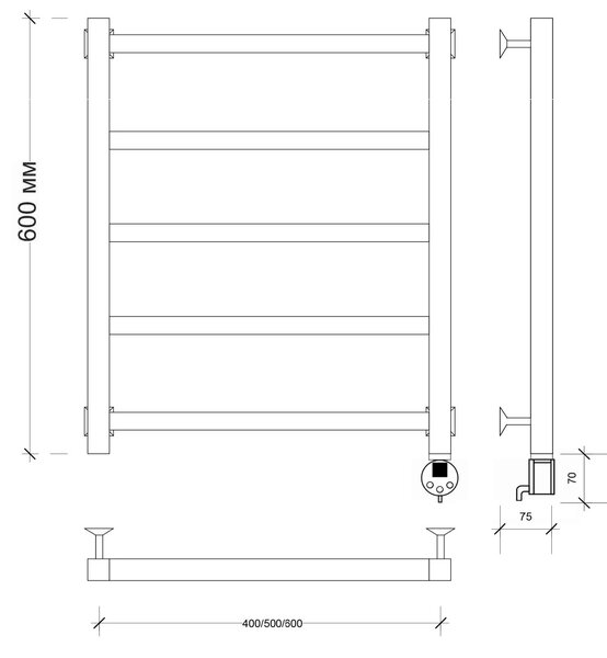 Полотенцесушитель электрический Secado Корсико 1 60x50 белый матовый