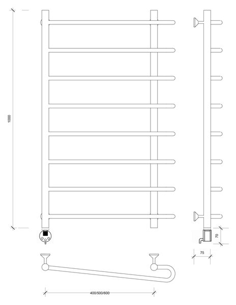 Полотенцесушитель электрический Secado Венеция 2 100x40x50 белый матовый