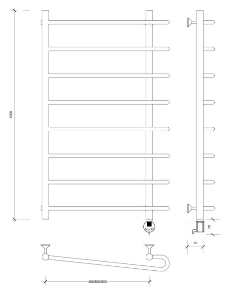 Полотенцесушитель электрический Secado Венеция 2 100x50x60 белый матовый