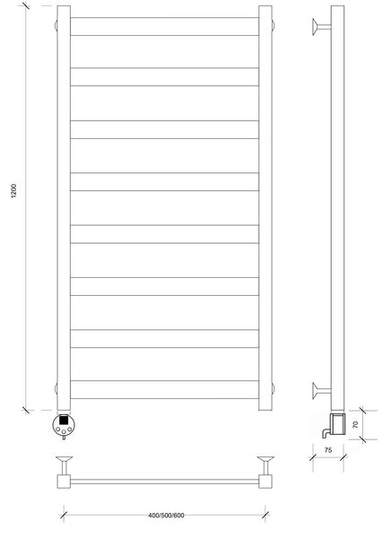 Полотенцесушитель электрический Secado Комано 2 120x50 белый матовый