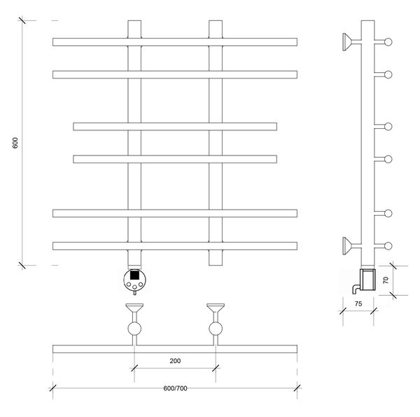 Полотенцесушитель электрический Secado Турин 2 60x20x60 белый матовый