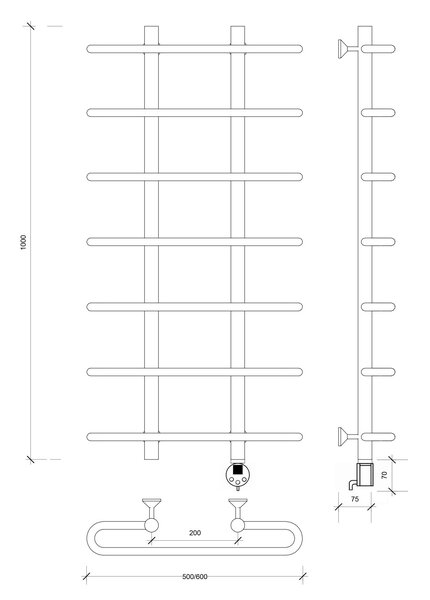 Полотенцесушитель электрический Secado Венеция 1 100x20x50 белый матовый
