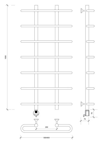 Полотенцесушитель электрический Secado Венеция 1 100x20x60 белый матовый