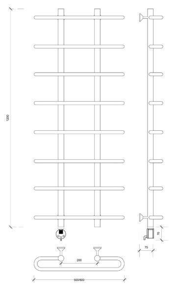 Полотенцесушитель электрический Secado Венеция 1 120x20x60 белый матовый