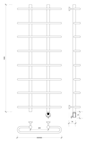 Полотенцесушитель электрический Secado Венеция 1 120x20x60 белый матовый