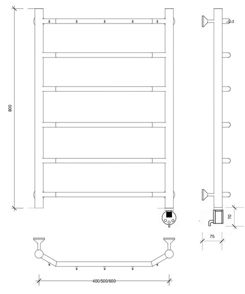 Полотенцесушитель электрический Secado Агата 1 К 80x40 белый матовый