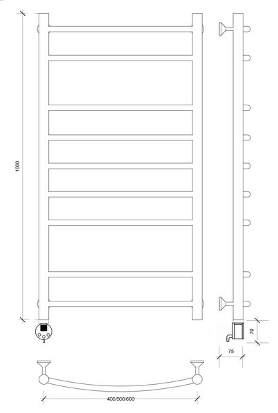Полотенцесушитель электрический Secado Милан 2 100x40 белый матовый