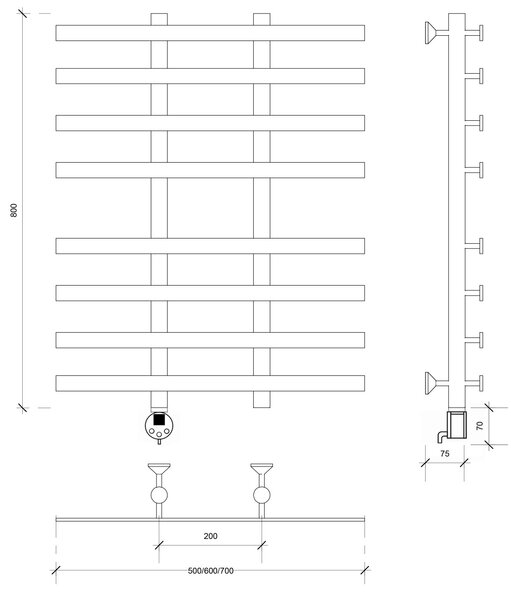 Полотенцесушитель электрический Secado Понтида 4 80x20x60 белый матовый