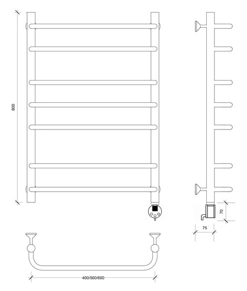 Полотенцесушитель электрический Secado Мерида 2 80x60 белый матовый