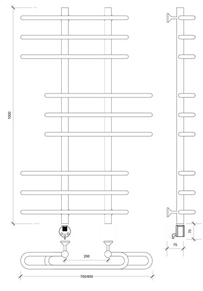 Полотенцесушитель электрический Secado Венеция 6 100x20x80 белый матовый