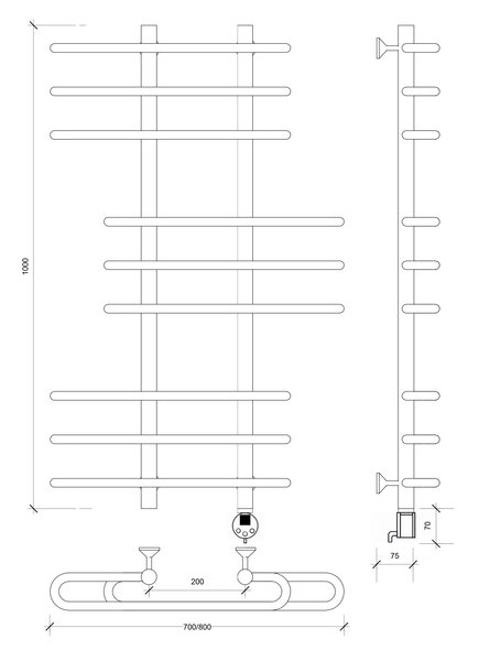 Полотенцесушитель электрический Secado Венеция 6 100x20x80 белый матовый