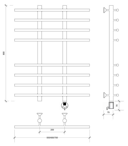 Полотенцесушитель электрический Secado Турин 4 80x20x60 белый матовый