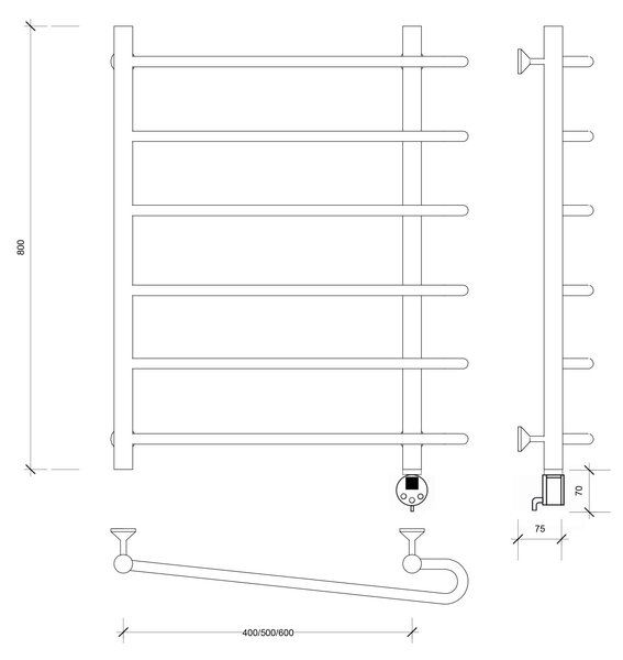 Полотенцесушитель электрический Secado Венеция 2 80x40x50 белый матовый