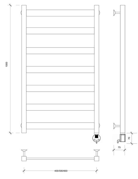 Полотенцесушитель электрический Secado Комано 2 100x40 белый матовый