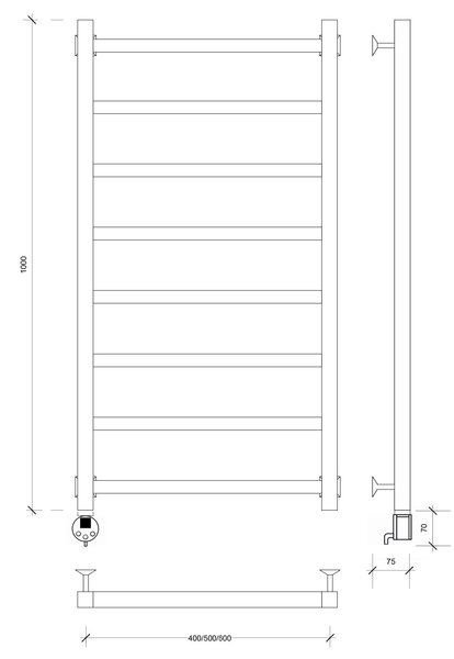 Полотенцесушитель электрический Secado Корсико 1 100x40 белый матовый