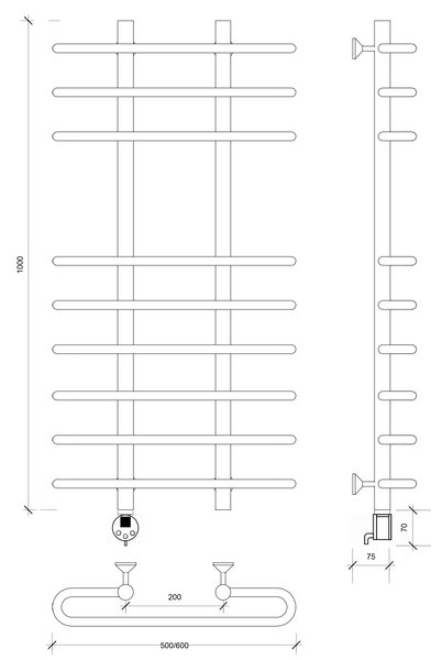 Полотенцесушитель электрический Secado Венеция 5 100x20x50 белый матовый