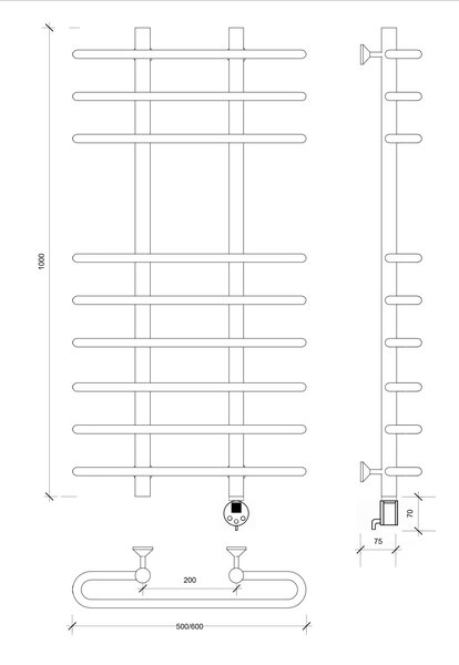 Полотенцесушитель электрический Secado Венеция 5 100x20x60 белый матовый