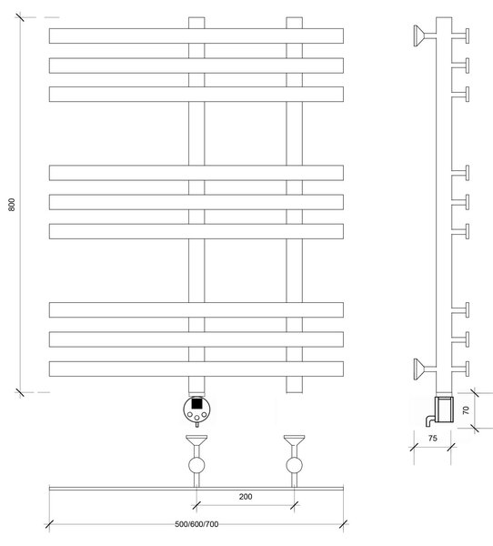 Полотенцесушитель электрический Secado Понтида 3 80x20x60 белый матовый