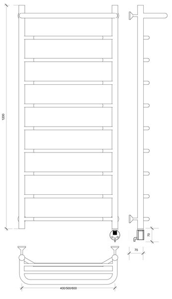 Полотенцесушитель электрический Secado Агата 1 СП 120x60 белый матовый