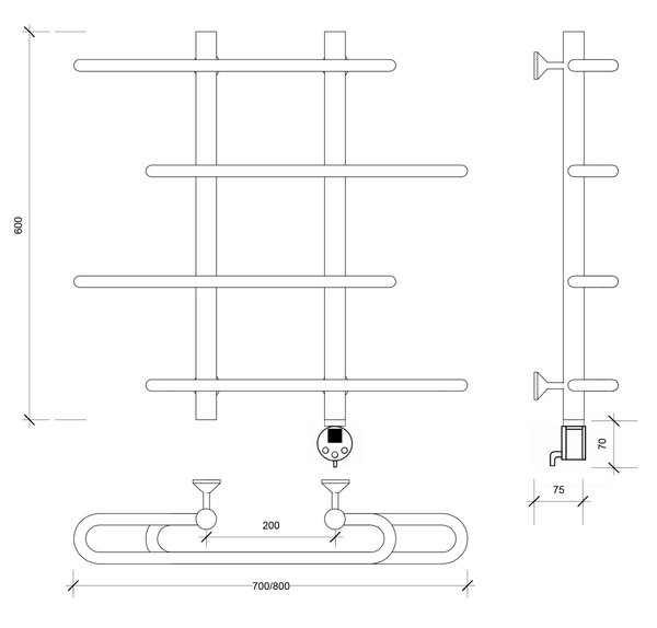 Полотенцесушитель электрический Secado Венеция 4 60x20x70 белый матовый