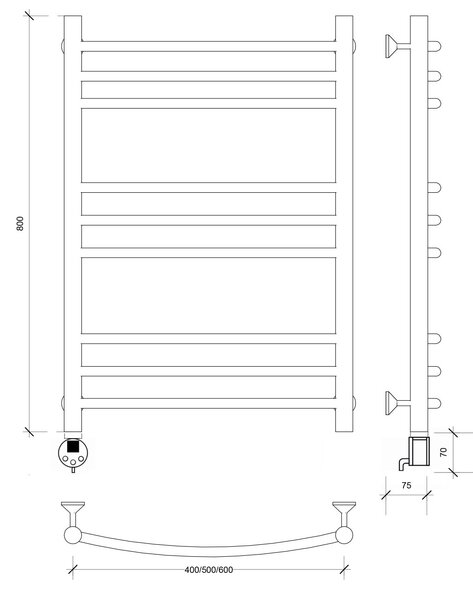 Полотенцесушитель электрический Secado Милан 3 80x40 белый матовый
