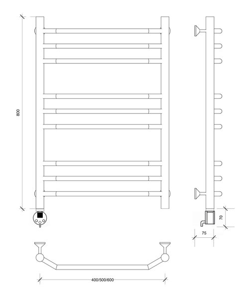 Полотенцесушитель электрический Secado Агата 3 80x60 белый матовый