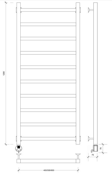 Полотенцесушитель электрический Secado Корато 1 120x40 белый матовый