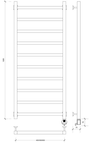 Полотенцесушитель электрический Secado Корсико 1 120x50 белый матовый