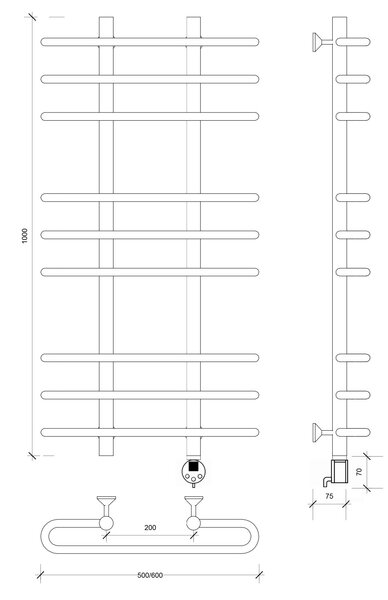 Полотенцесушитель электрический Secado Венеция 3 100x20x60 белый матовый