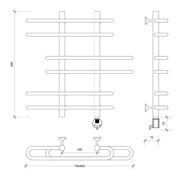 Полотенцесушитель электрический Secado Венеция 6 60x20x80 белый матовый